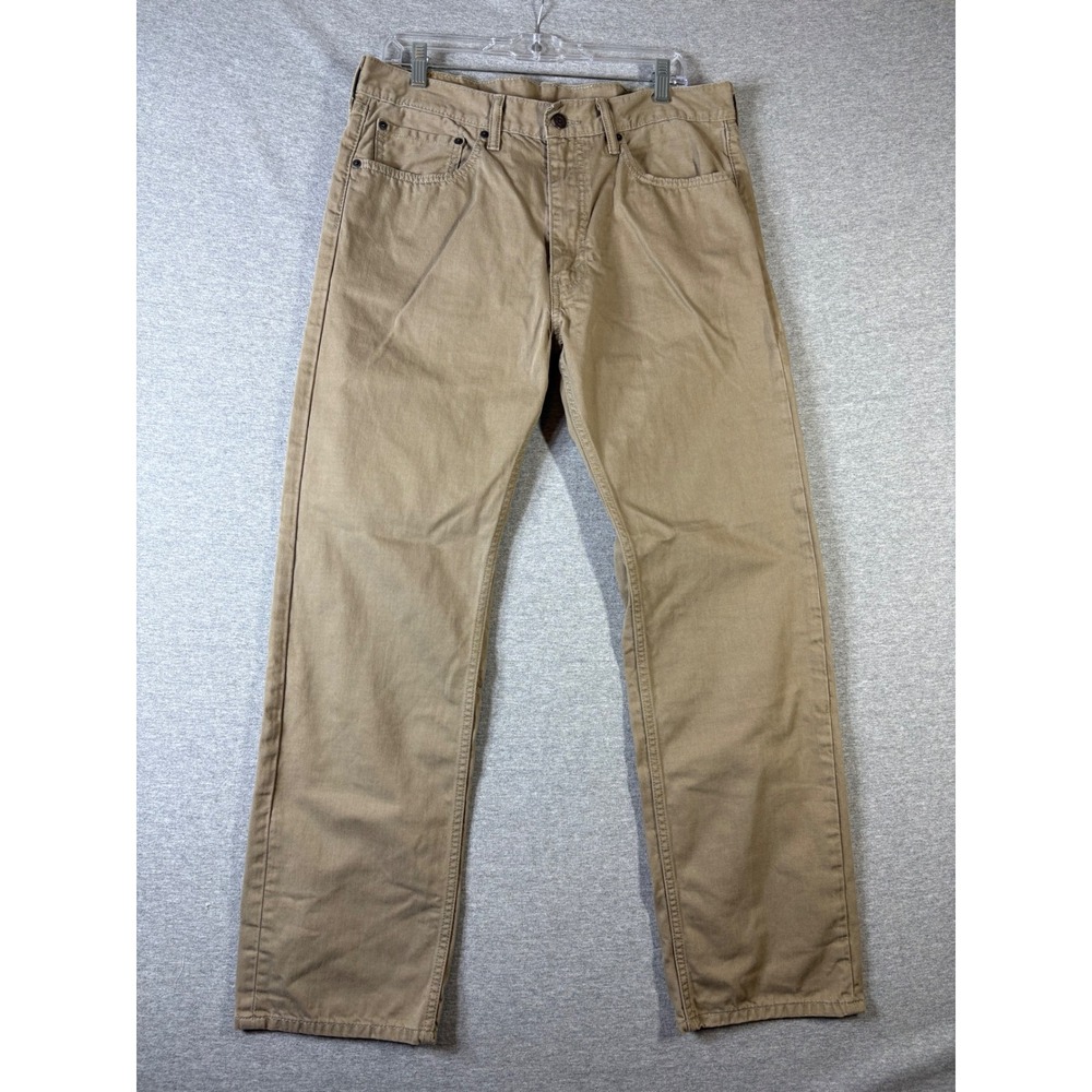 Levis 505 Regular Fit Khaki Tan Straight Leg Pants Mens 36x32 (Measures 35x30)